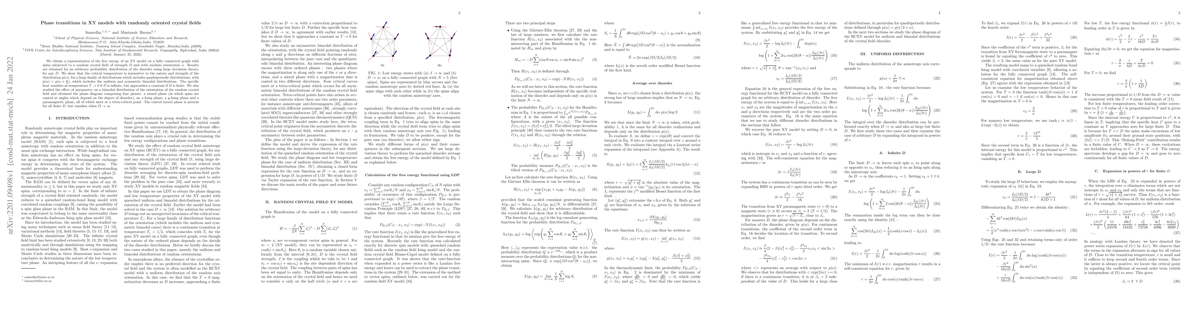 Thumbnail for Phase transitions in XY models with randomly oriented crystal fields
