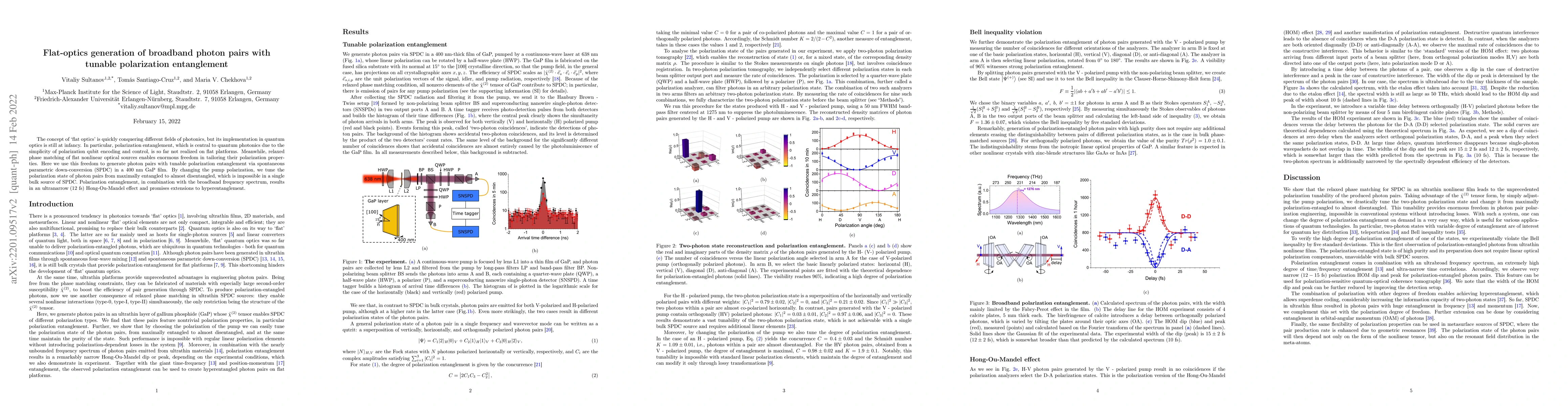 Thumbnail for Flat-optics generation of broadband photon pairs with tunable
  polarization entanglement