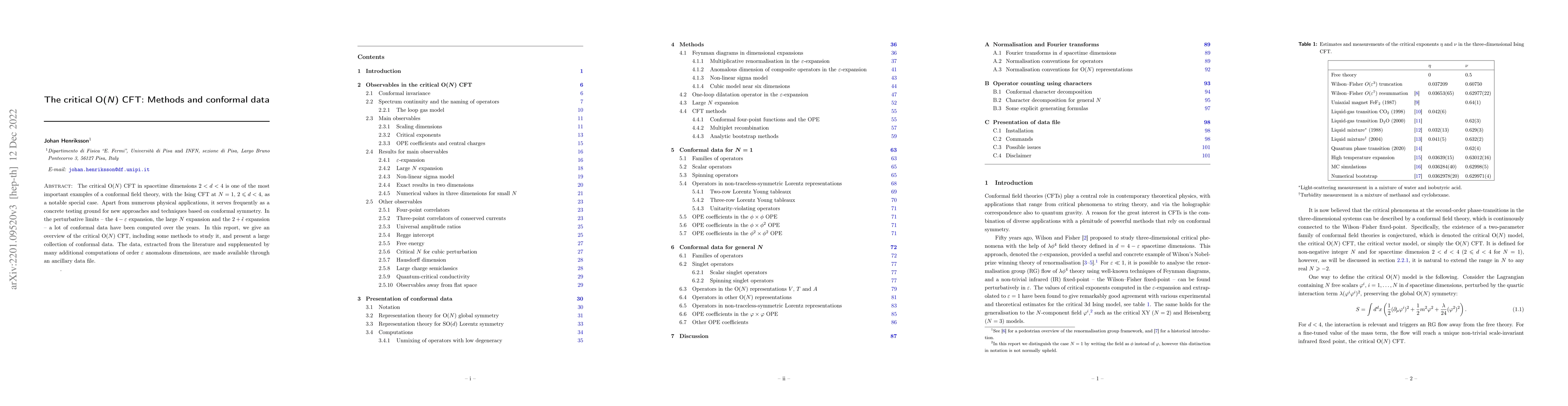 Thumbnail for The critical O(N) CFT: Methods and conformal data