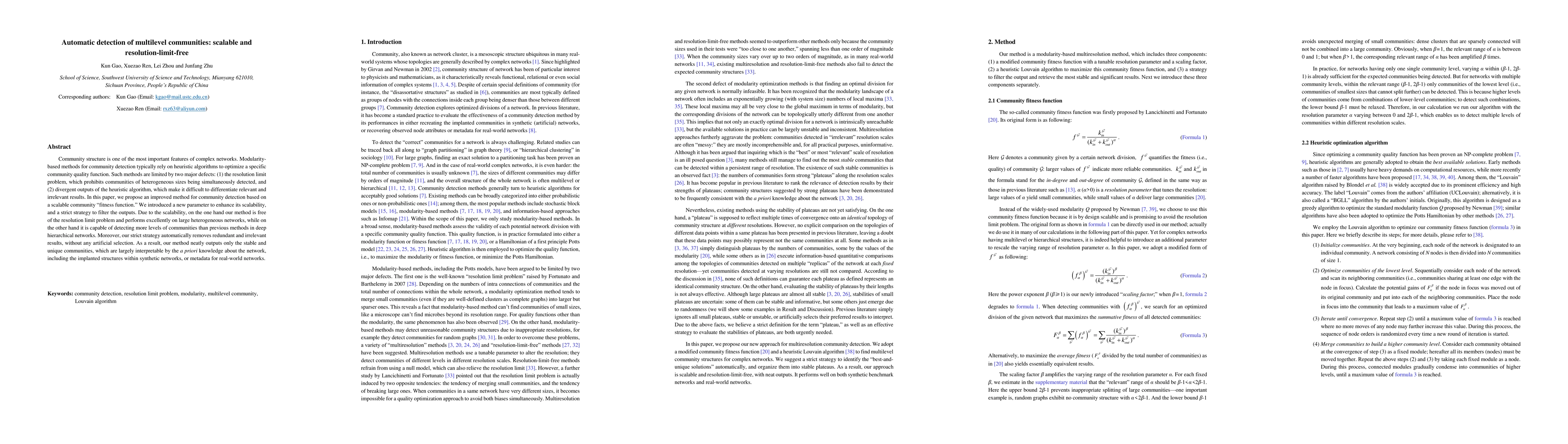 Thumbnail for Automatic detection of multilevel communities: scalable and
  resolution-limit-free