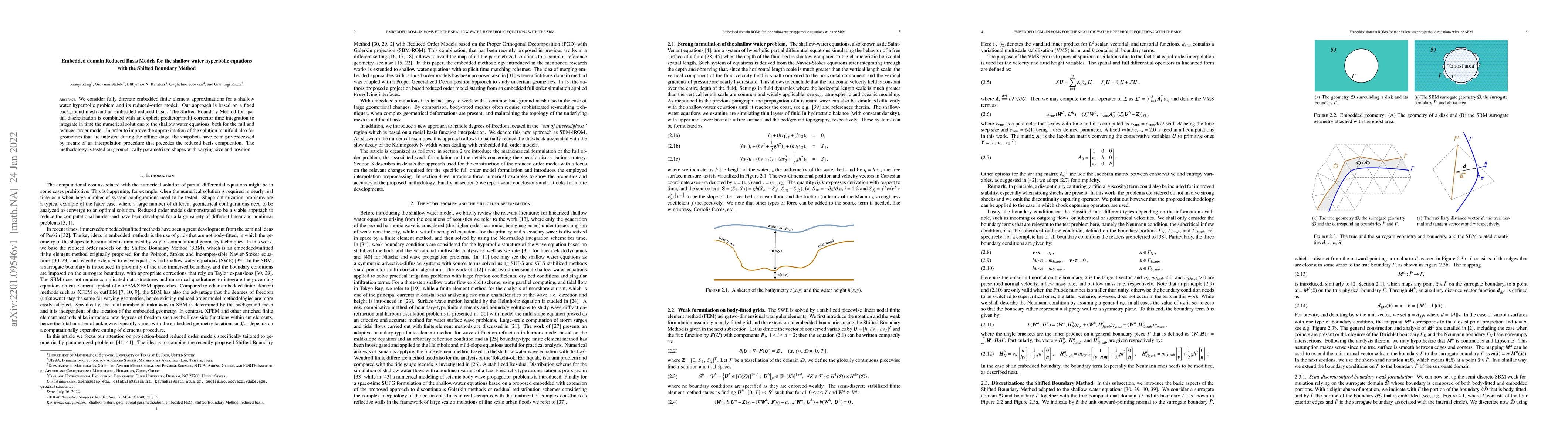 Thumbnail for Embedded domain Reduced Basis Models for the shallow water hyperbolic
  equations with the Shifted Boundary Method