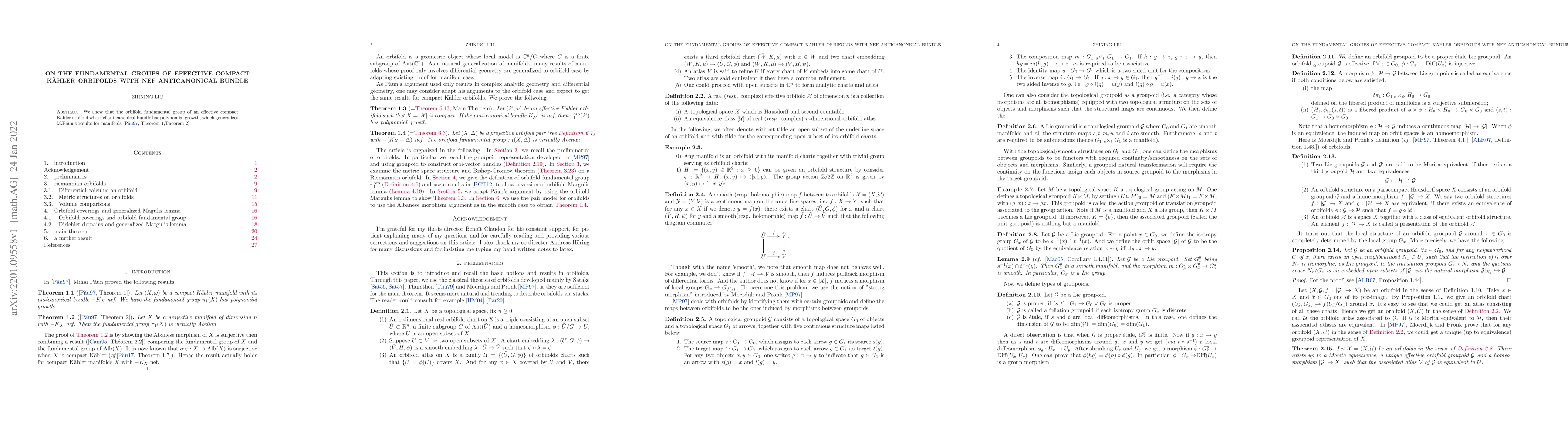 Thumbnail for On the fundamental groups of effective compact K\"ahler orbifolds with
  nef anticanonical bundle