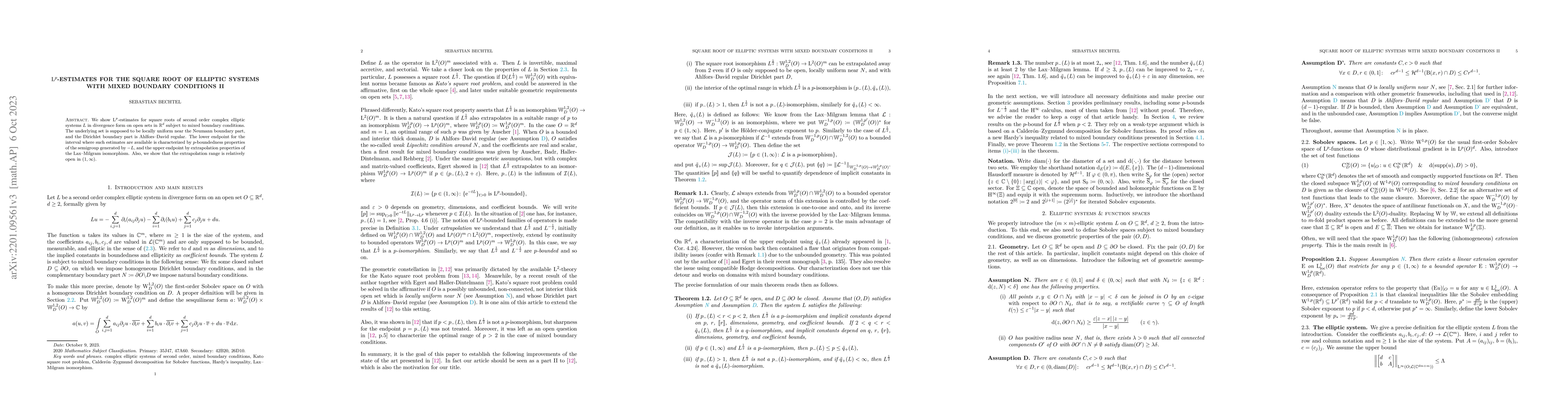 Thumbnail for $L^p$-estimates for the square root of elliptic systems with mixed
  boundary conditions II