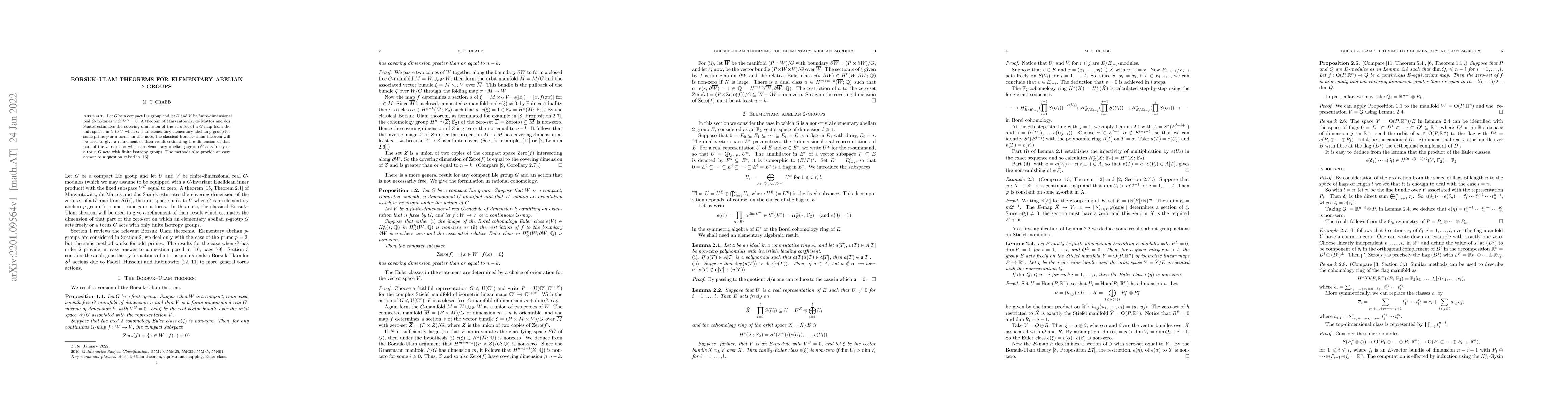 Thumbnail for Borsuk--Ulam theorems for elementary abelian 2-groups