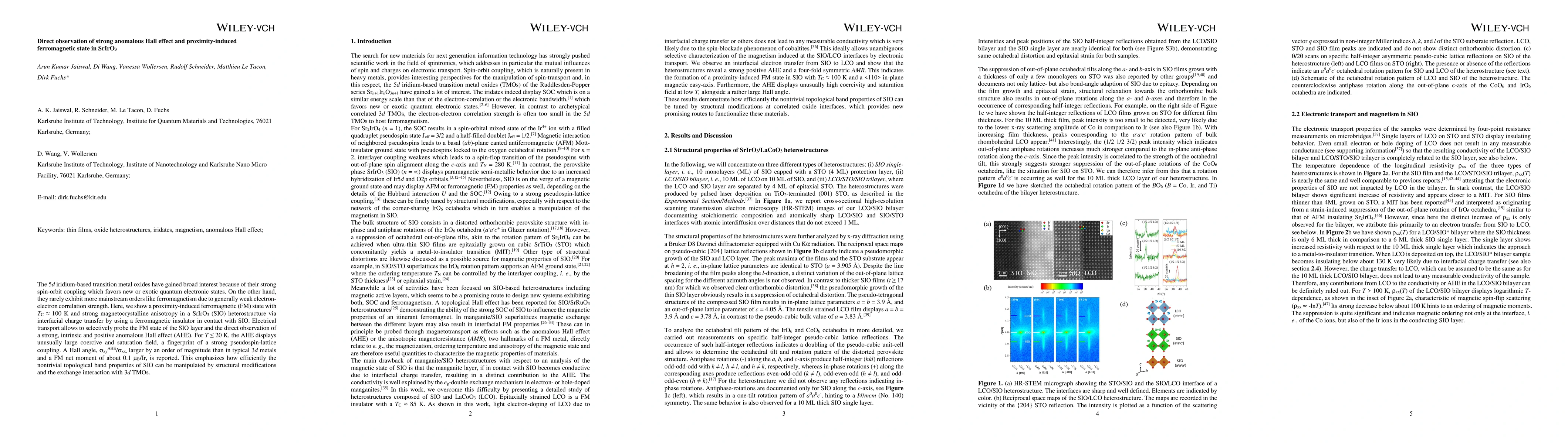 Thumbnail for Direct observation of strong anomalous Hall effect and proximity-induced
  ferromagnetic state in SrIrO3