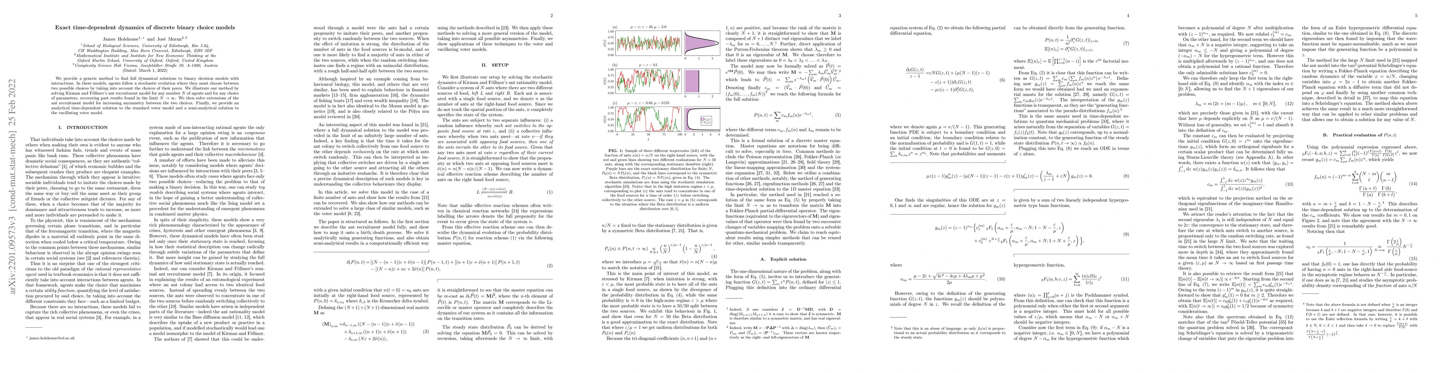 Thumbnail for Exact time-dependent dynamics of discrete binary choice models