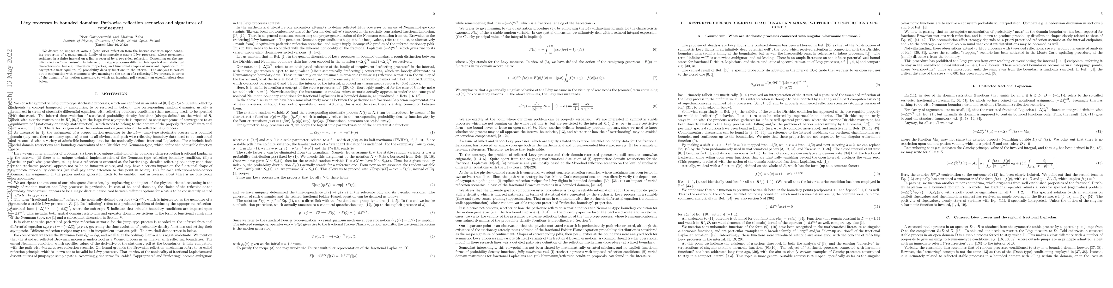 Thumbnail for Levy processes in bounded domains: Path-wise reflection scenarios and
  signatures of confinement