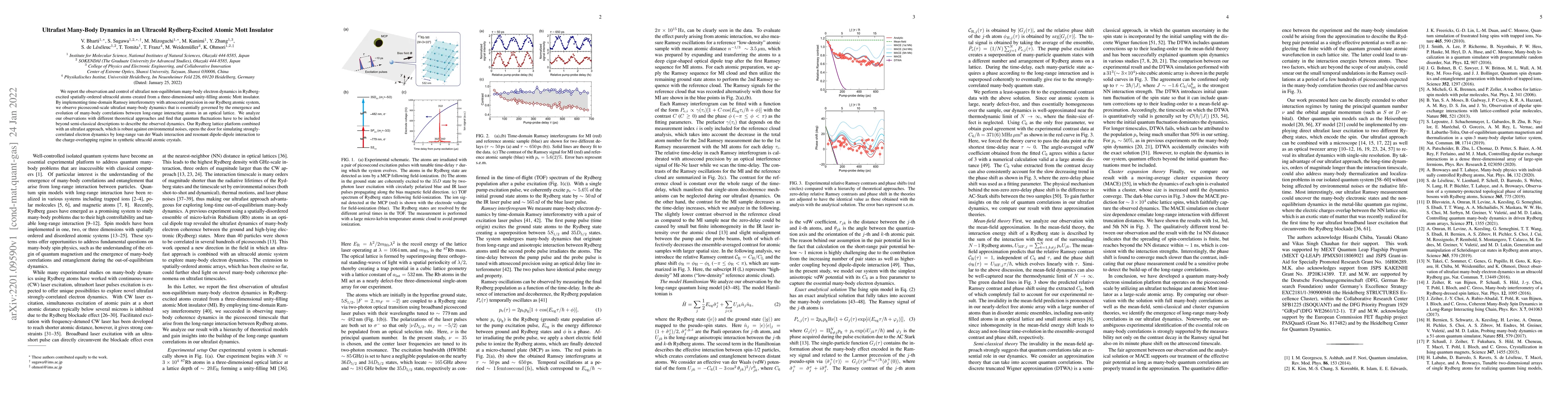 Thumbnail for Ultrafast Many-Body Dynamics in an Ultracold Rydberg-Excited Atomic Mott
  Insulator