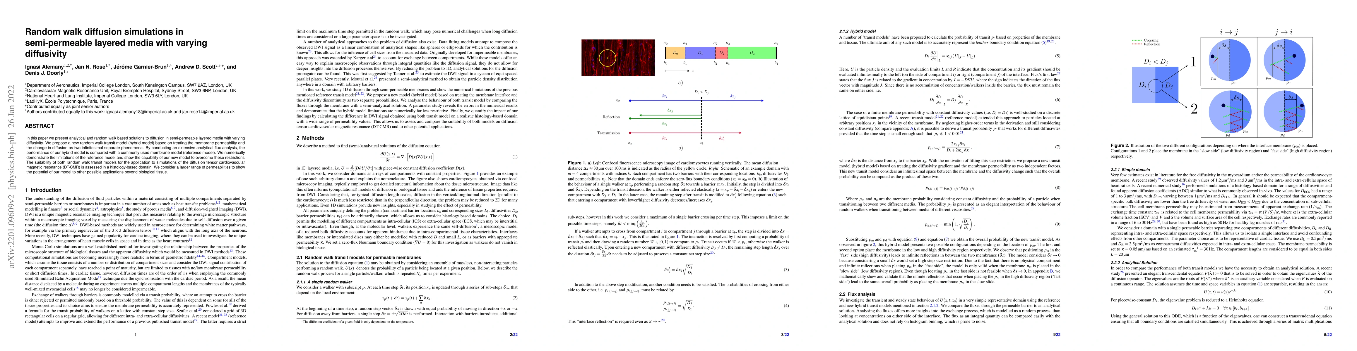 Thumbnail for Random walk diffusion simulations in semi-permeable layered media with
  varying diffusivity
