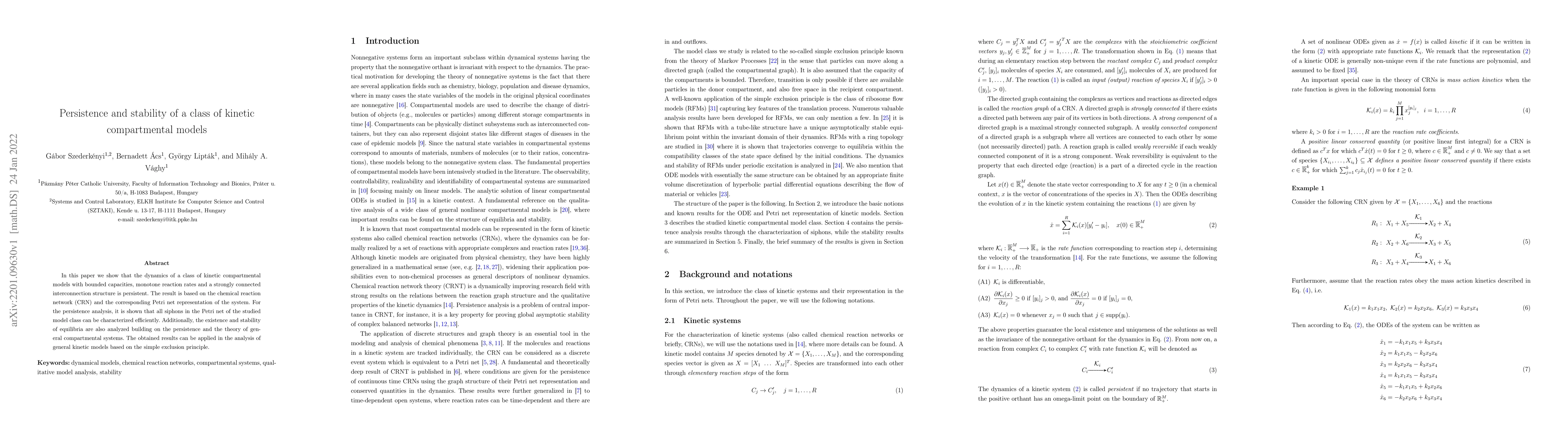 Thumbnail for Persistence and stability of a class of kinetic compartmental models