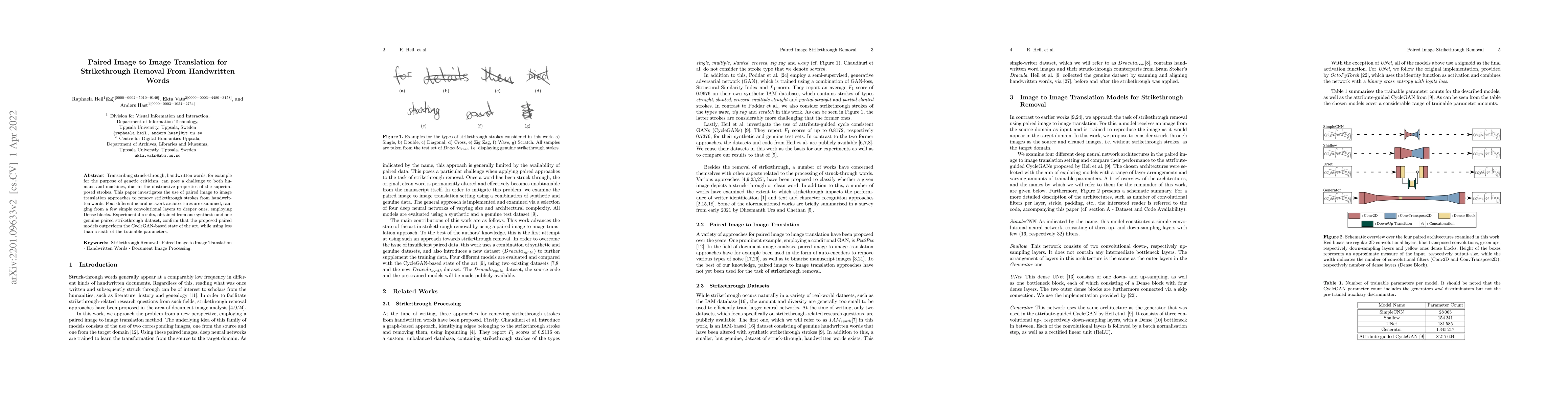 Thumbnail for Paired Image to Image Translation for Strikethrough Removal From
  Handwritten Words