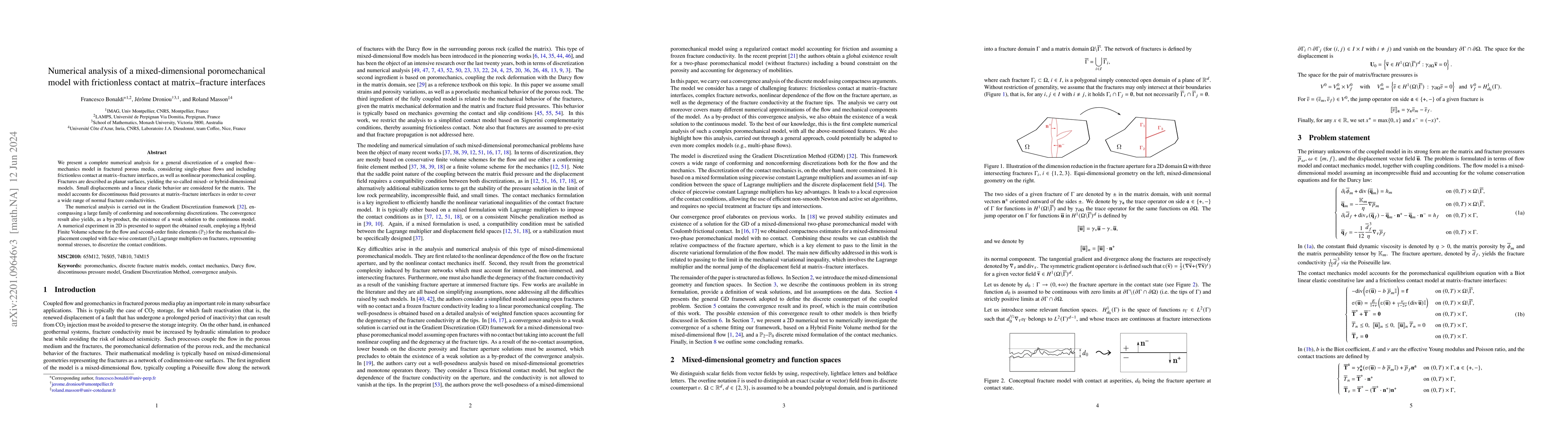 Thumbnail for Numerical analysis of a mixed-dimensional poromechanical model with
  frictionless contact at matrix-fracture interfaces
