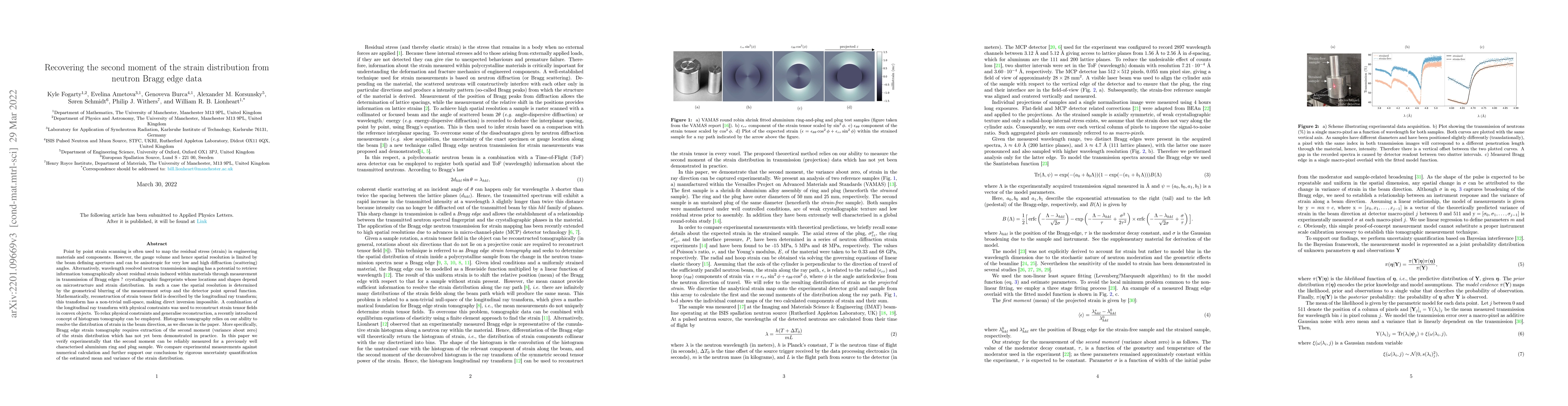 Thumbnail for Recovering the second moment of the strain distribution from neutron
  Bragg edge data
