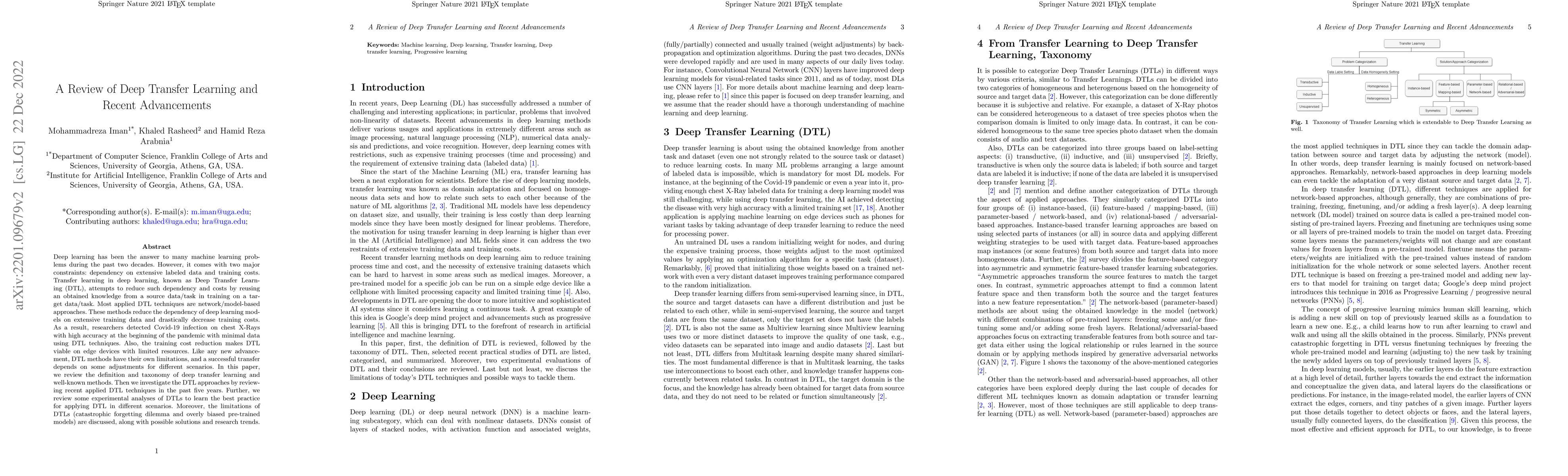 Thumbnail for A Review of Deep Transfer Learning and Recent Advancements