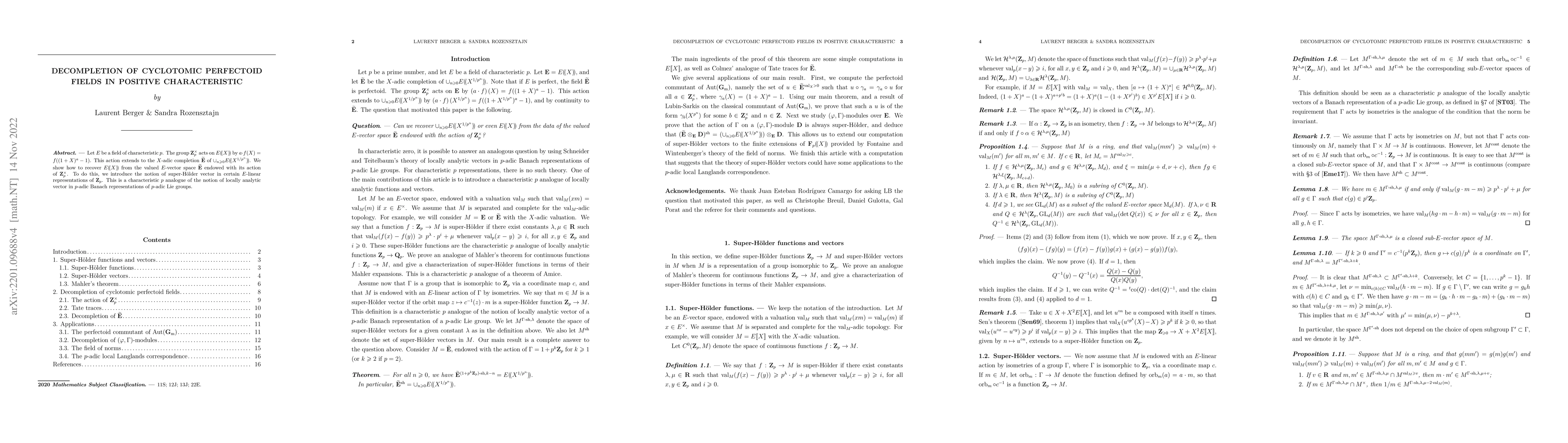 Thumbnail for Decompletion of cyclotomic perfectoid fields in positive characteristic