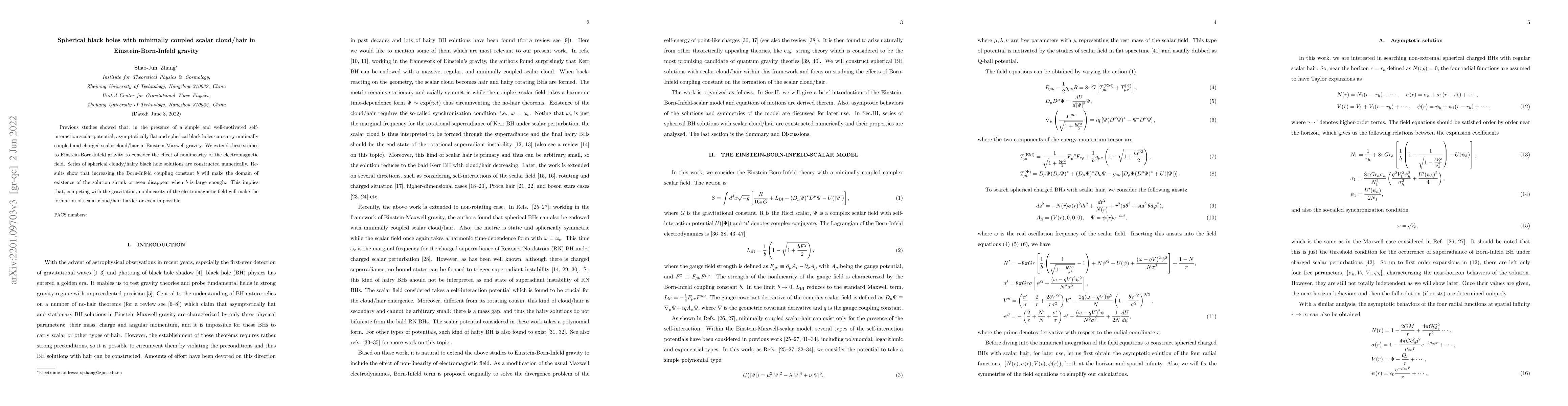 Thumbnail for Spherical black holes with minimally coupled scalar cloud/hair in
  Einstein-Born-Infeld gravity