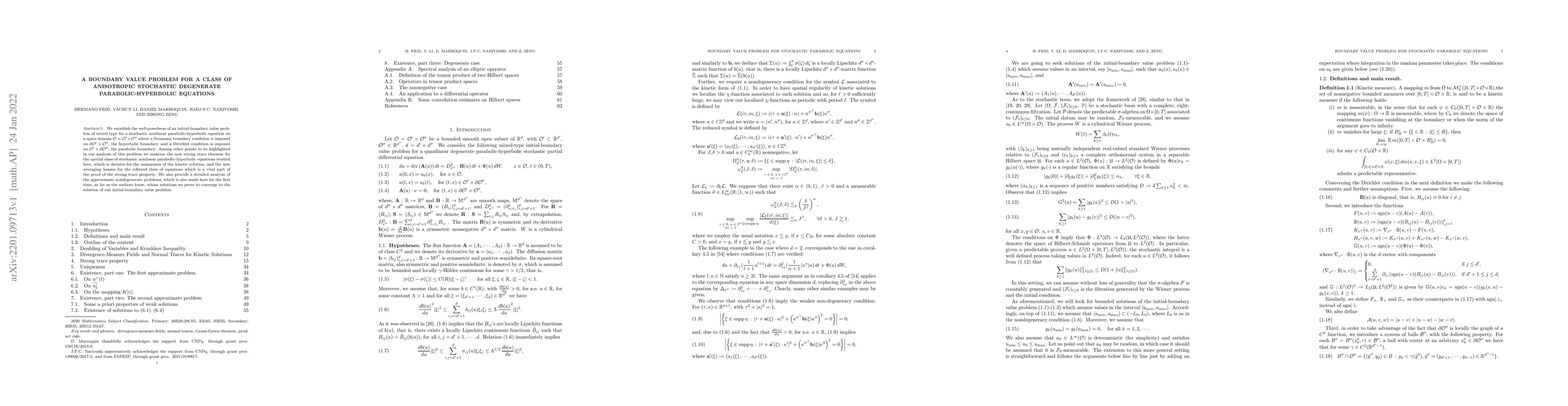 Thumbnail for A Boundary Value Problem for a Class of Anisotropic Stochastic
  Degenerate Parabolic-Hyperbolic Equations
