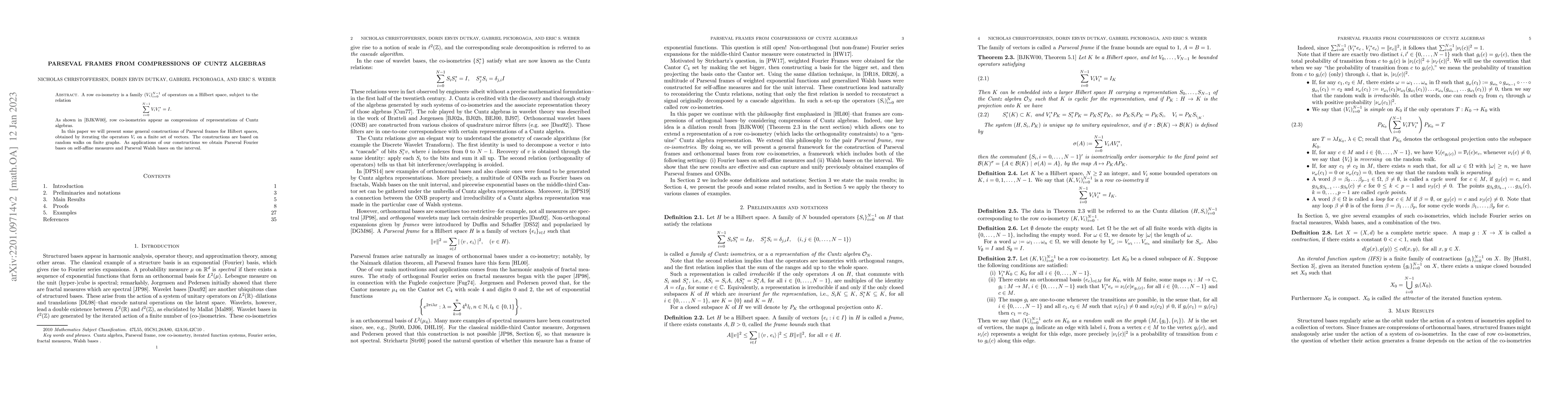 Thumbnail for Parseval Frames from Compressions of Cuntz Algebras