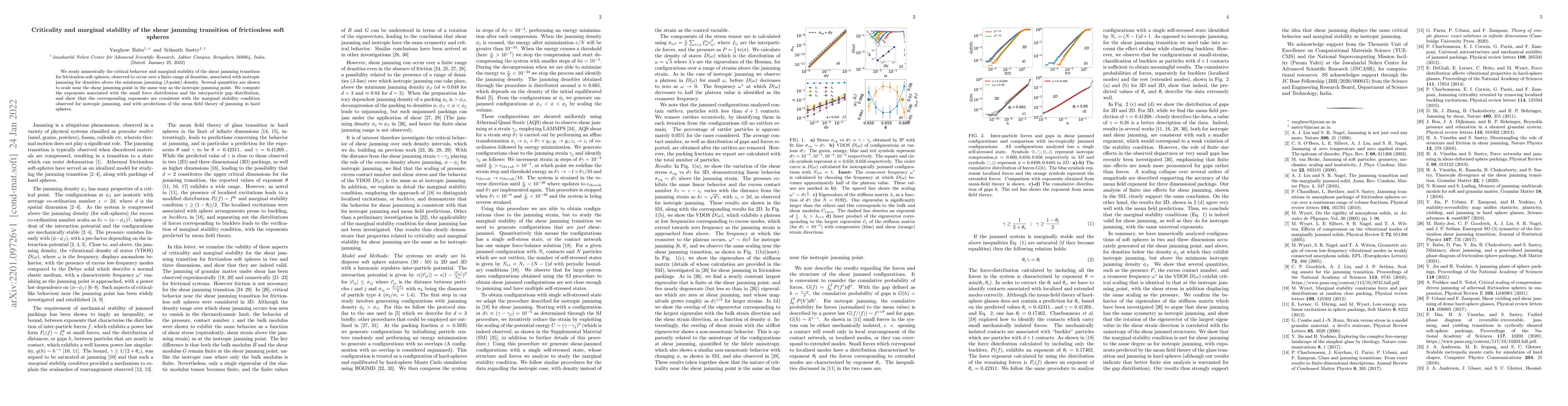 Thumbnail for Criticality and marginal stability of the shear jamming transition of
  frictionless soft spheres