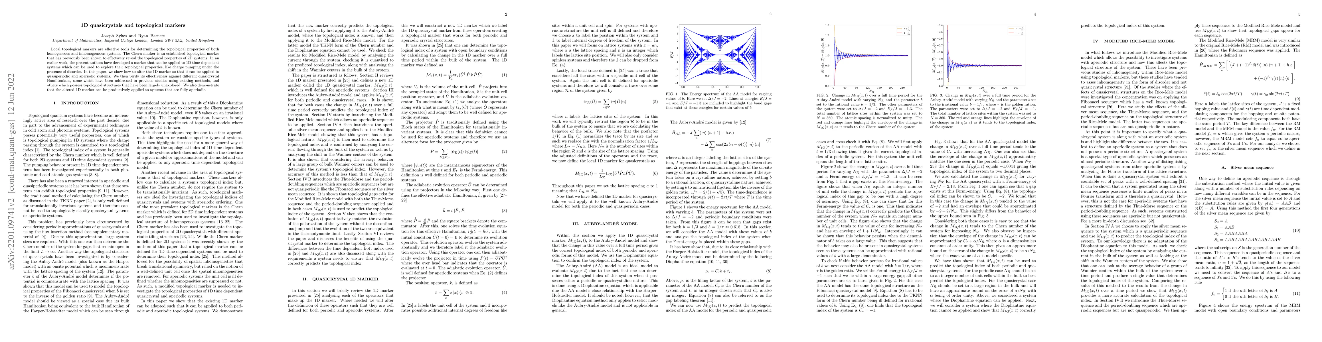 Thumbnail for 1D quasicrystals and topological markers