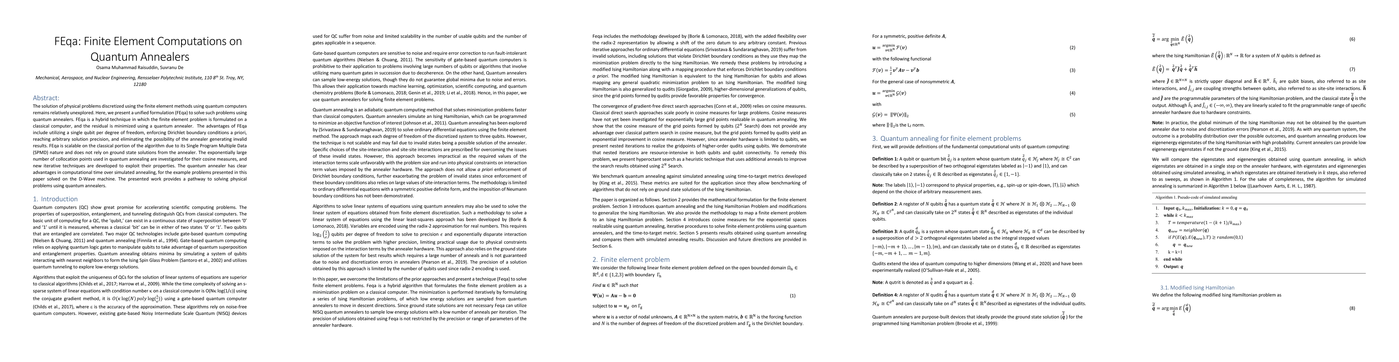 Thumbnail for FEqa: Finite Element Computations on Quantum Annealers