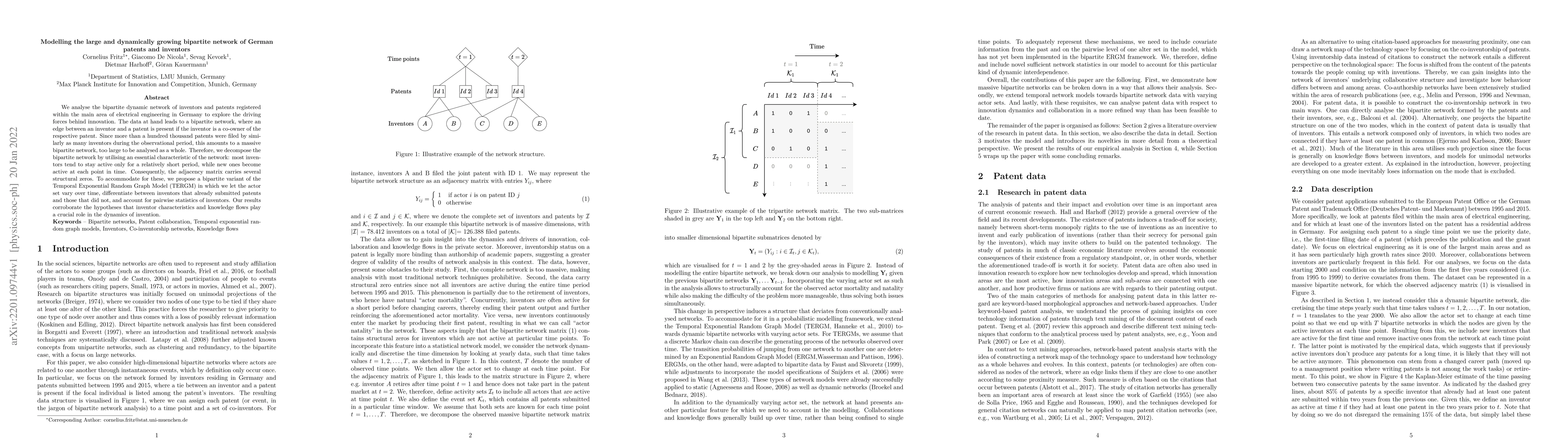 Thumbnail for Modelling the large and dynamically growing bipartite network of German
  patents and inventors
