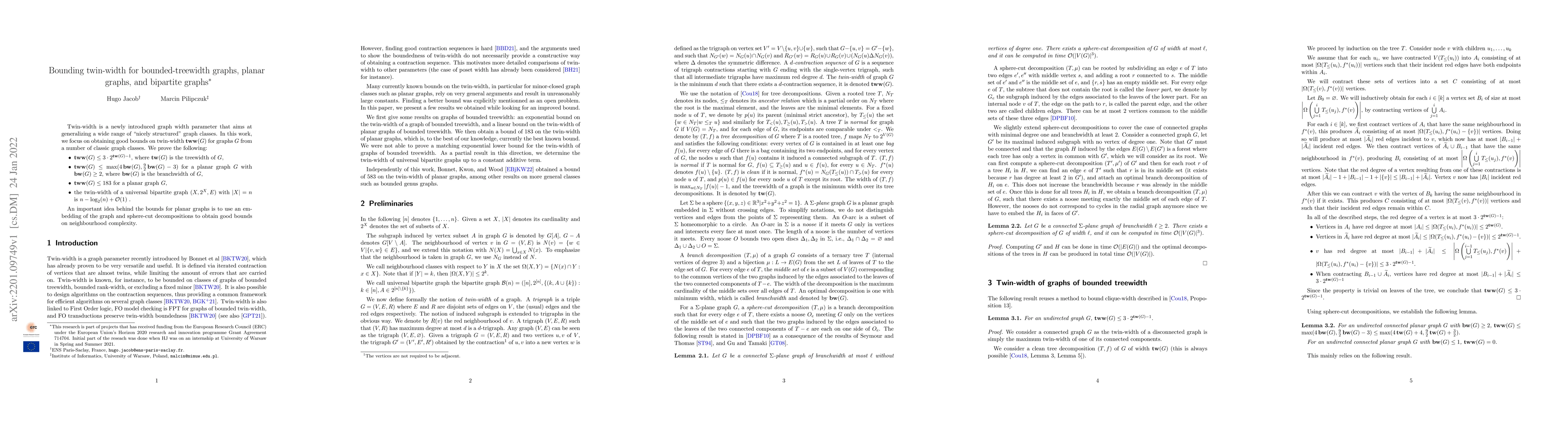 Thumbnail for Bounding twin-width for bounded-treewidth graphs, planar graphs, and
  bipartite graphs