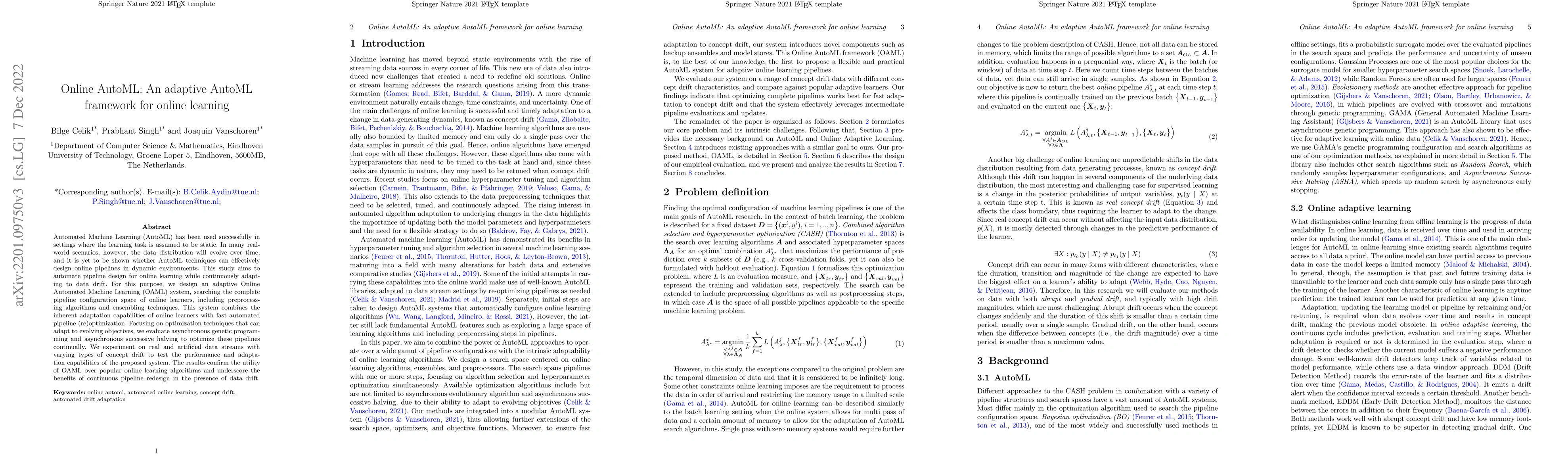 Thumbnail for Online AutoML: An adaptive AutoML framework for online learning