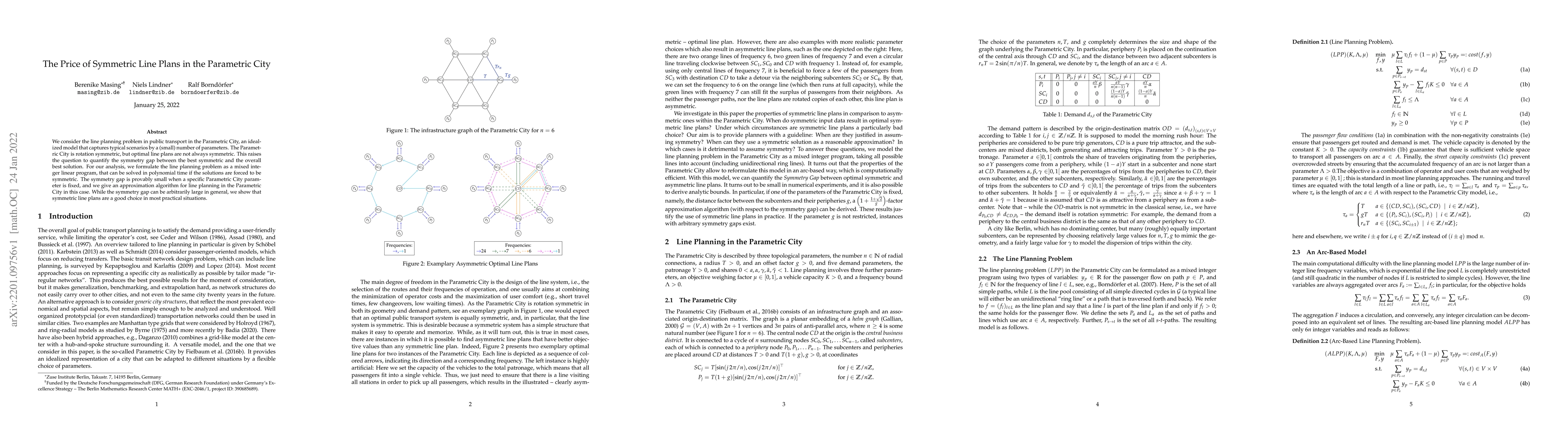 Thumbnail for The Price of Symmetric Line Plans in the Parametric City