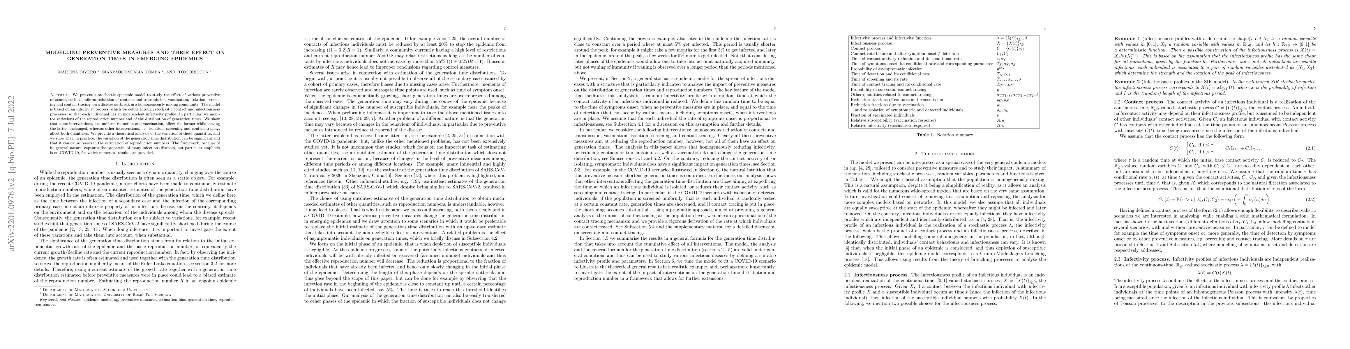 Thumbnail for Modelling preventive measures and their effect on generation times in
  emerging epidemics