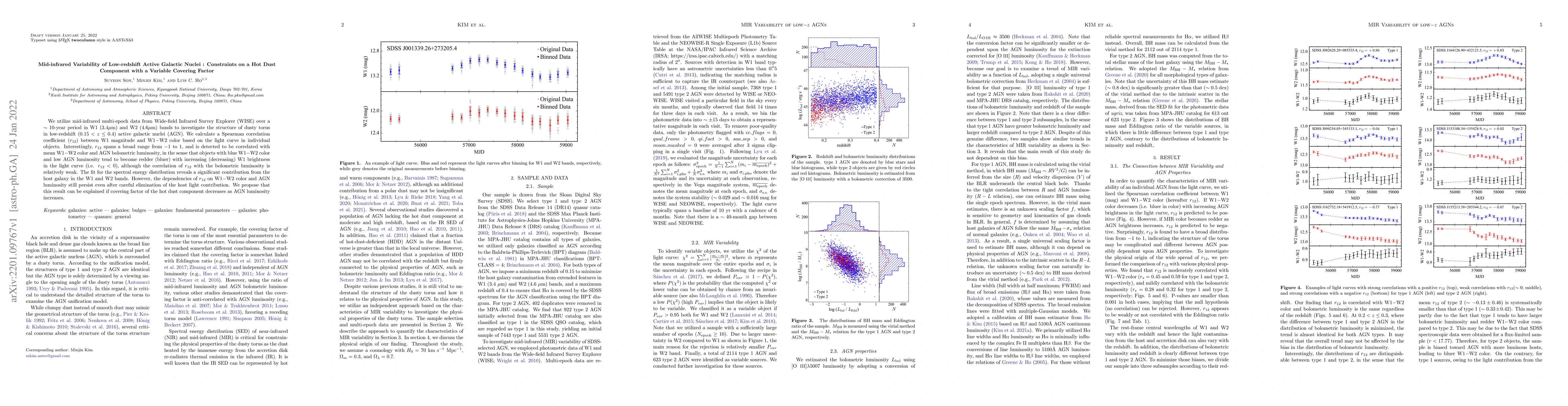 Thumbnail for Mid-infrared Variability of Low-redshift Active Galactic Nuclei :
  Constraints on a Hot Dust Component with a Variable Covering Factor