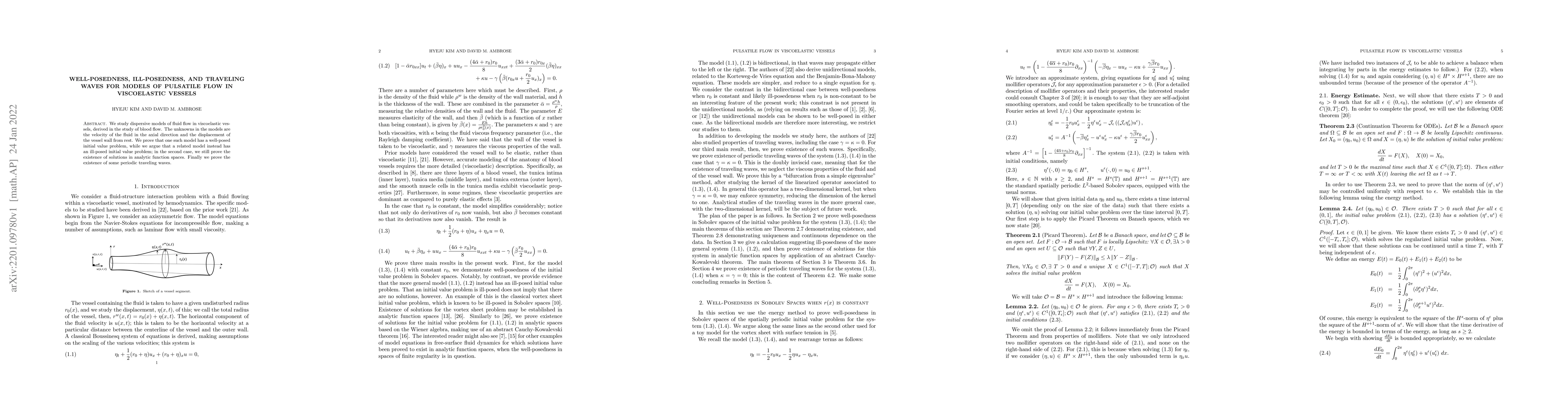 Thumbnail for Well-posedness, ill-posedness, and traveling waves for models of
  pulsatile flow in viscoelastic vessels