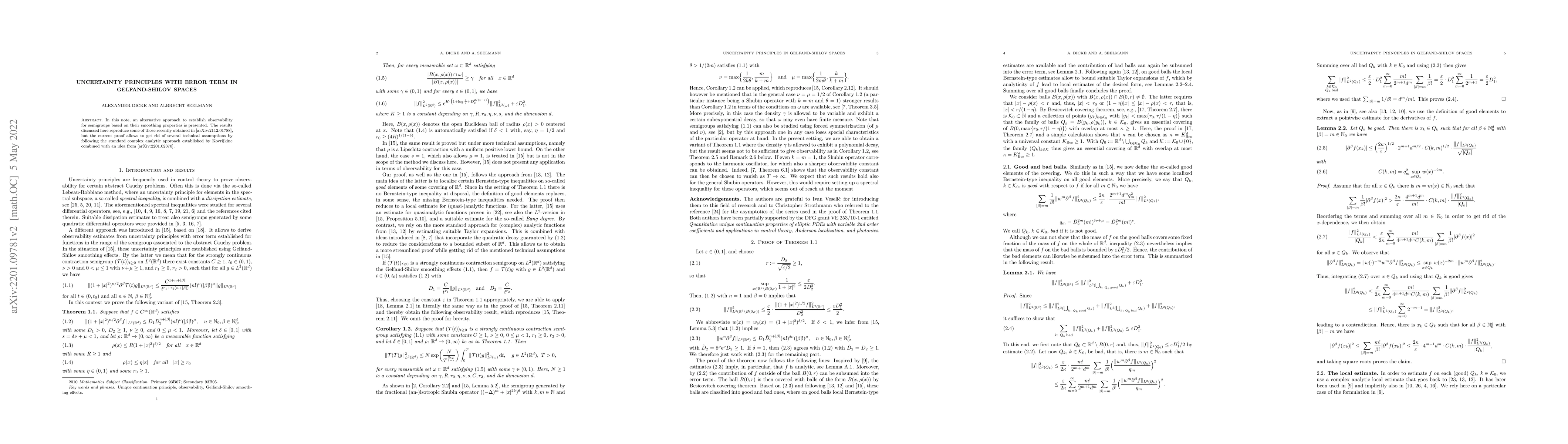 Thumbnail for Uncertainty principles with error term in Gelfand-Shilov spaces