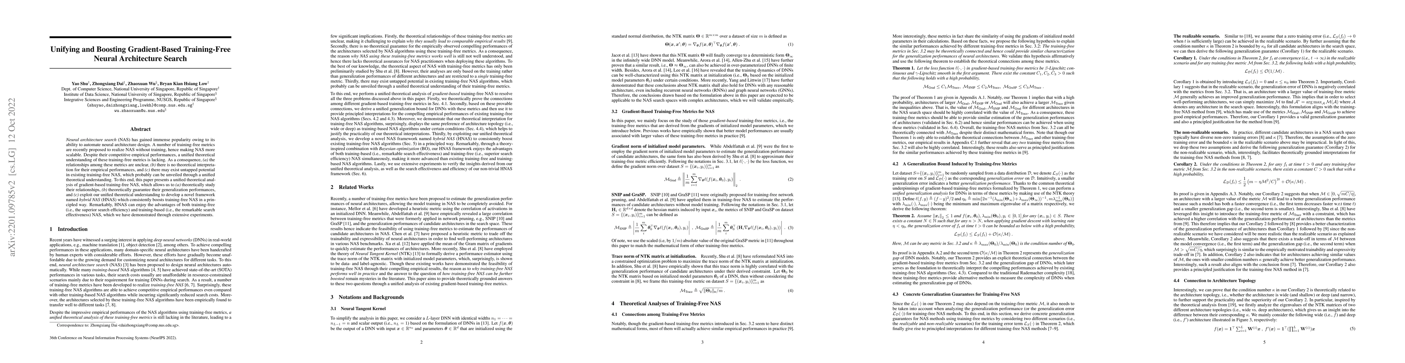Thumbnail for Unifying and Boosting Gradient-Based Training-Free Neural Architecture
  Search
