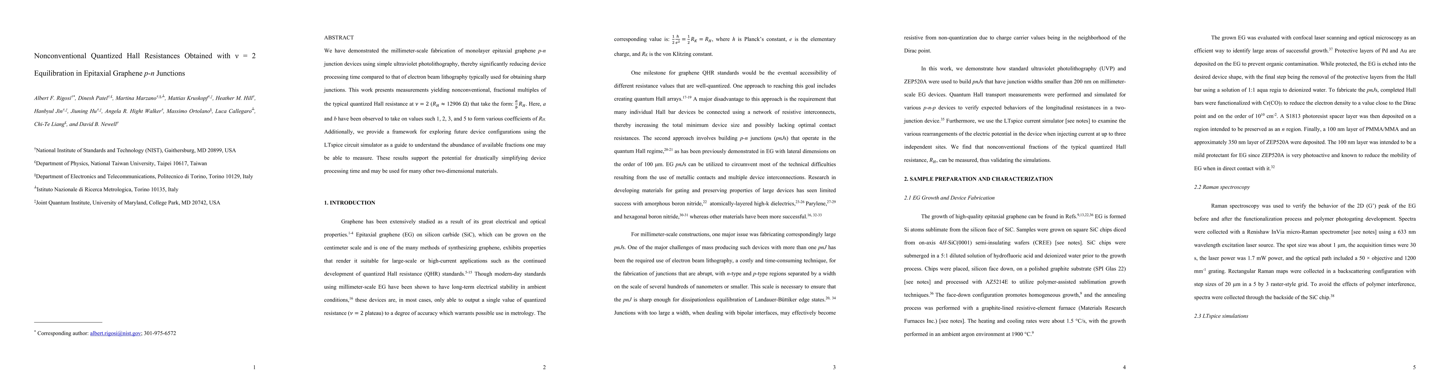 Thumbnail for Nonconventional Quantized Hall Resistances Obtained with $\nu = 2$
  Equilibration in Epitaxial Graphene $p-n$ Junctions