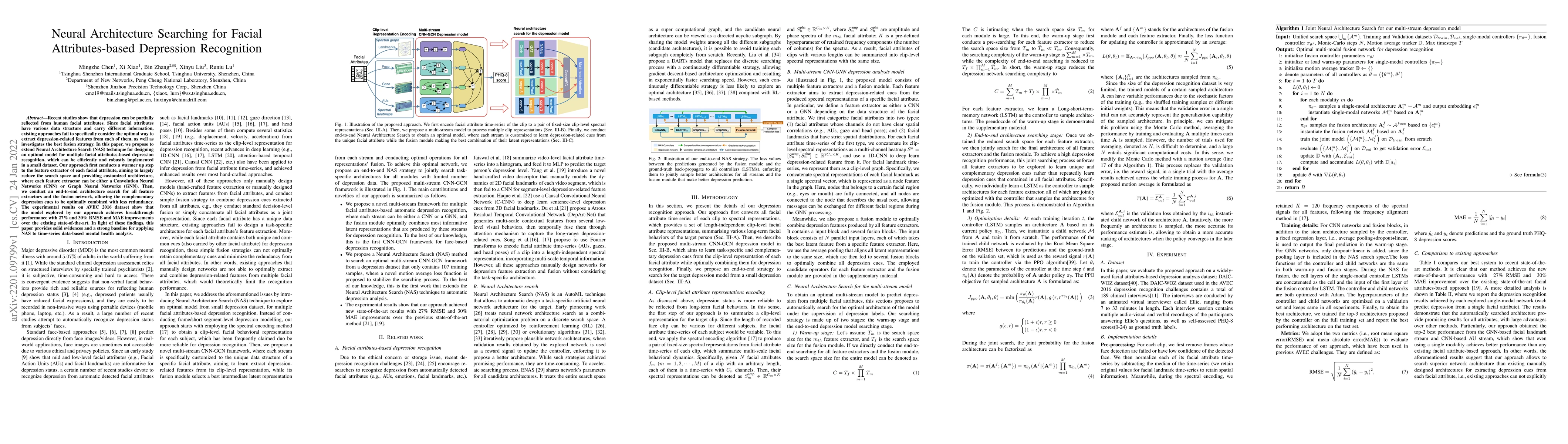 Thumbnail for Neural Architecture Searching for Facial Attributes-based Depression
  Recognition
