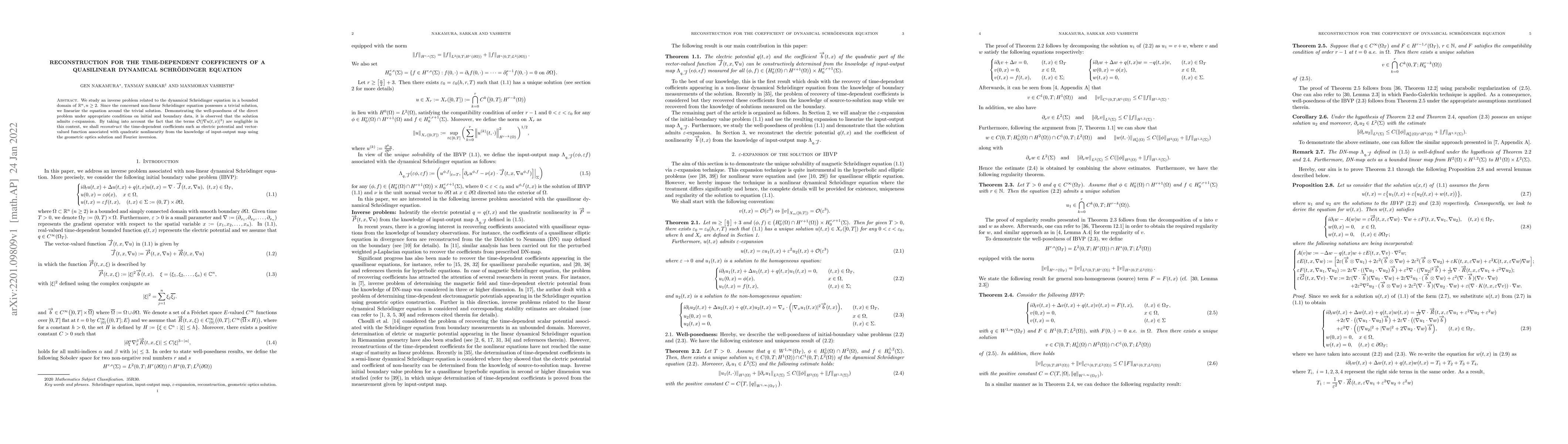Thumbnail for Reconstruction for the time-dependent coefficients of a quasilinear
  dynamical Schr{\"o}dinger equation