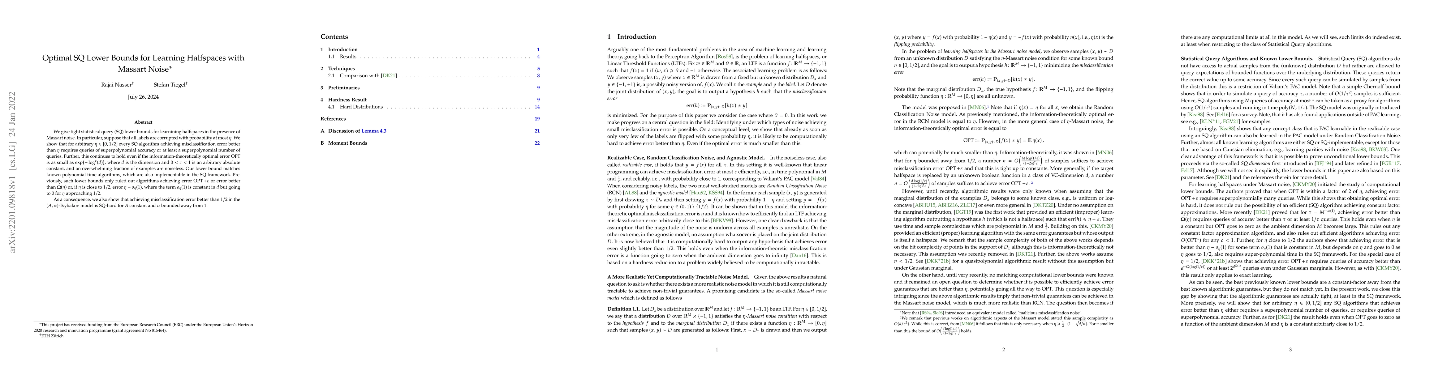 Thumbnail for Optimal SQ Lower Bounds for Learning Halfspaces with Massart Noise