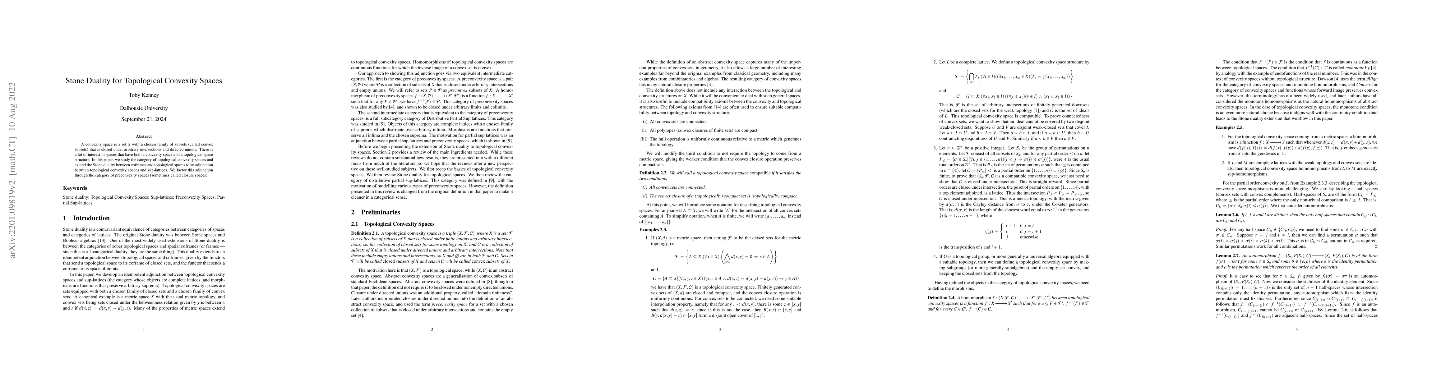 Thumbnail for Stone Duality for Topological Convexity Spaces