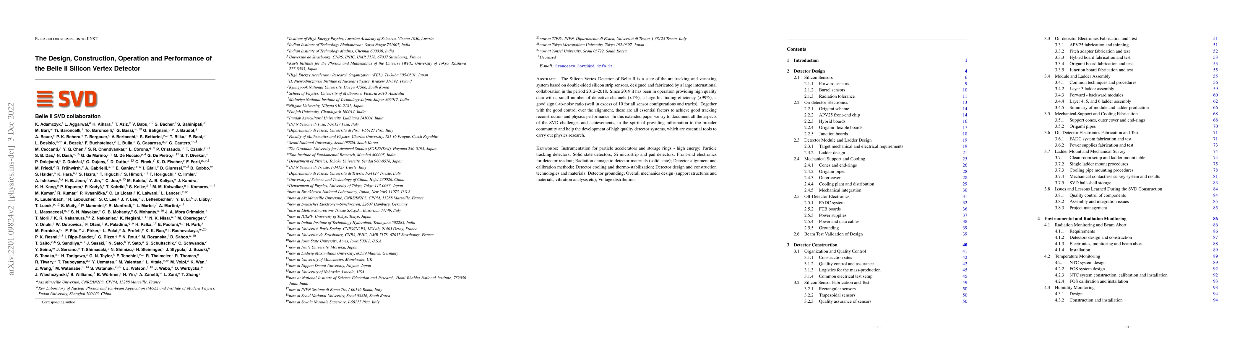 Thumbnail for The Design, Construction, Operation and Performance of the Belle II
  Silicon Vertex Detector