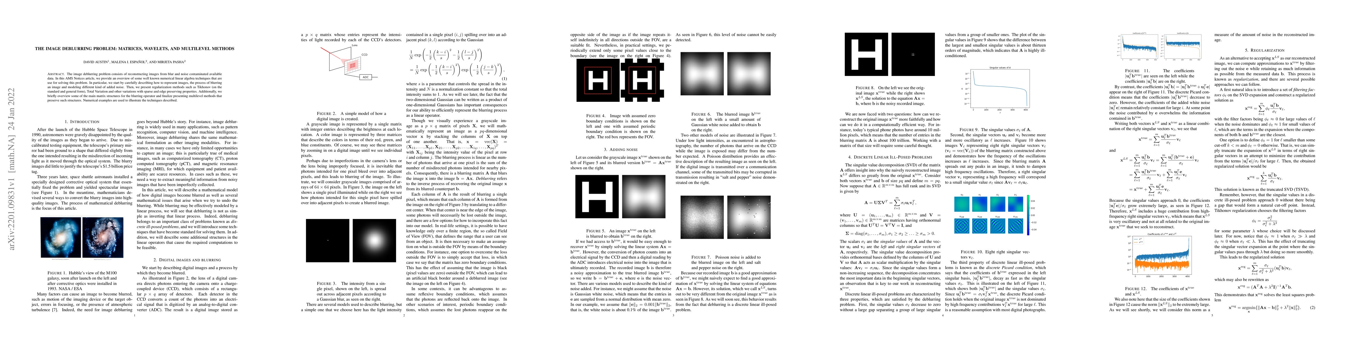 Thumbnail for The Image Deblurring Problem: Matrices, Wavelets, and Multilevel Methods