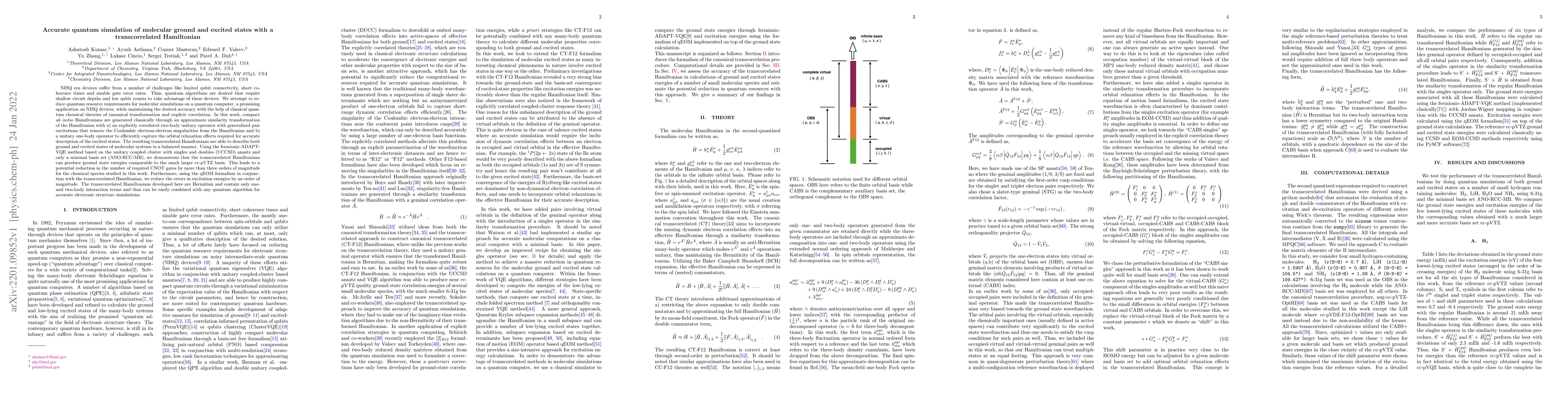 Thumbnail for Accurate quantum simulation of molecular ground and excited states with
  a transcorrelated Hamiltonian