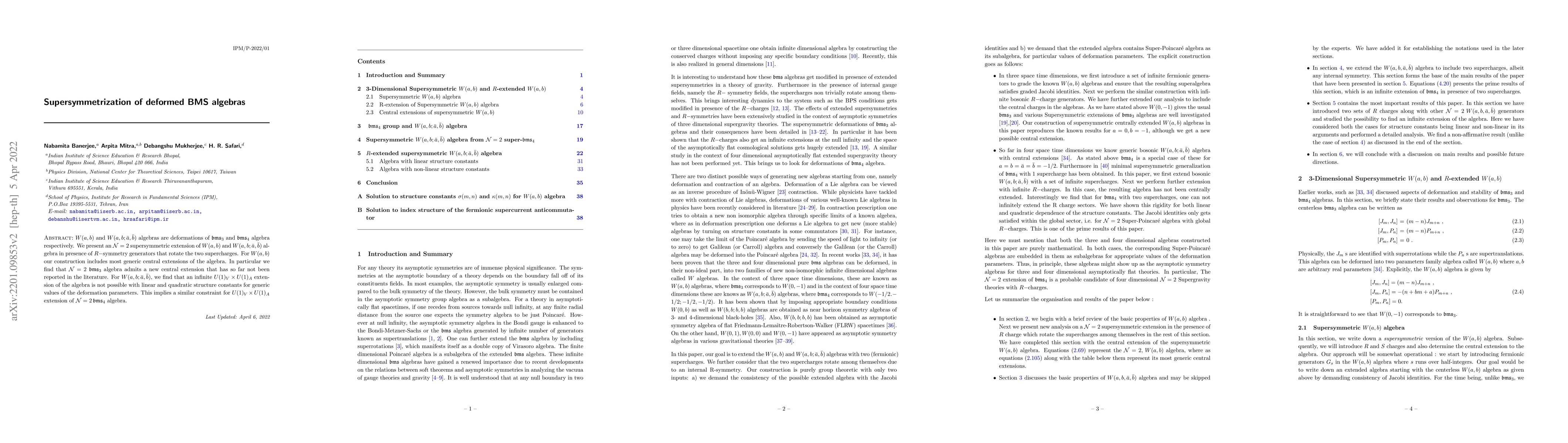 Thumbnail for Supersymmetrization of deformed BMS algebras
