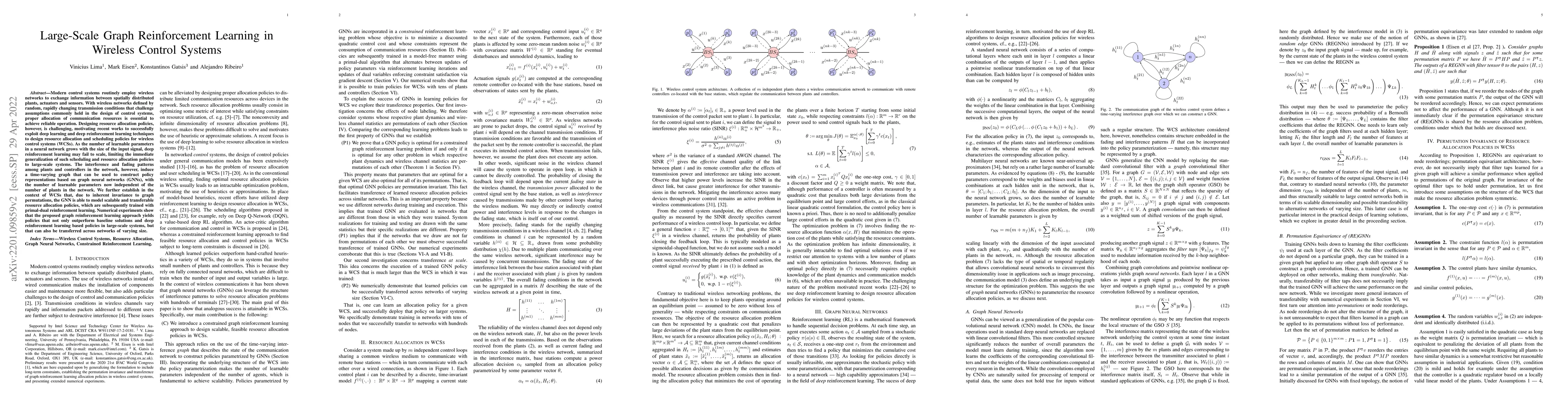 Thumbnail for Large-Scale Graph Reinforcement Learning in Wireless Control Systems