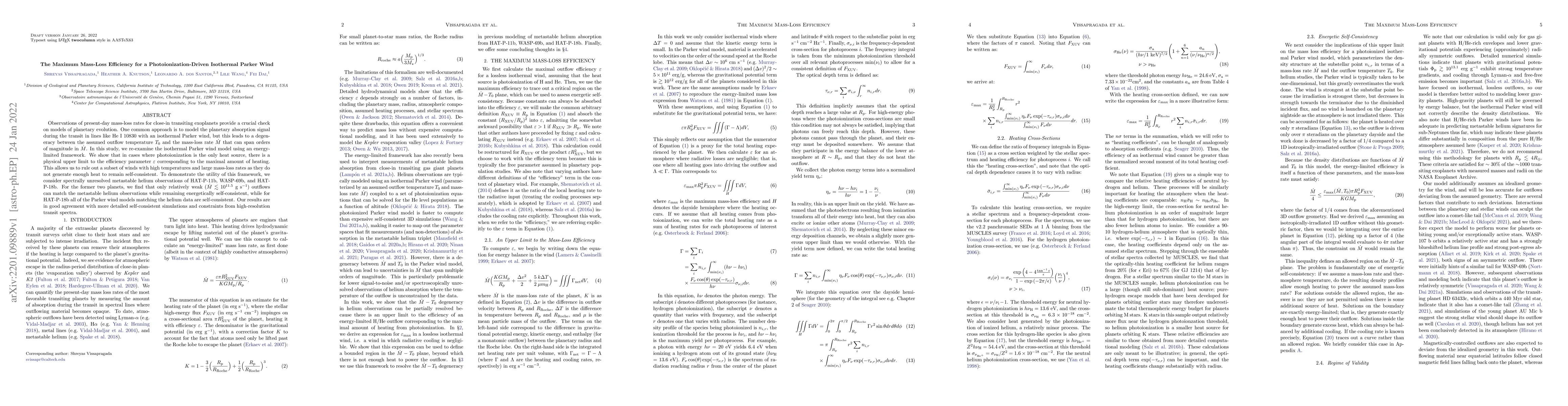 Thumbnail for The Maximum Mass-Loss Efficiency for a Photoionization-Driven Isothermal
  Parker Wind