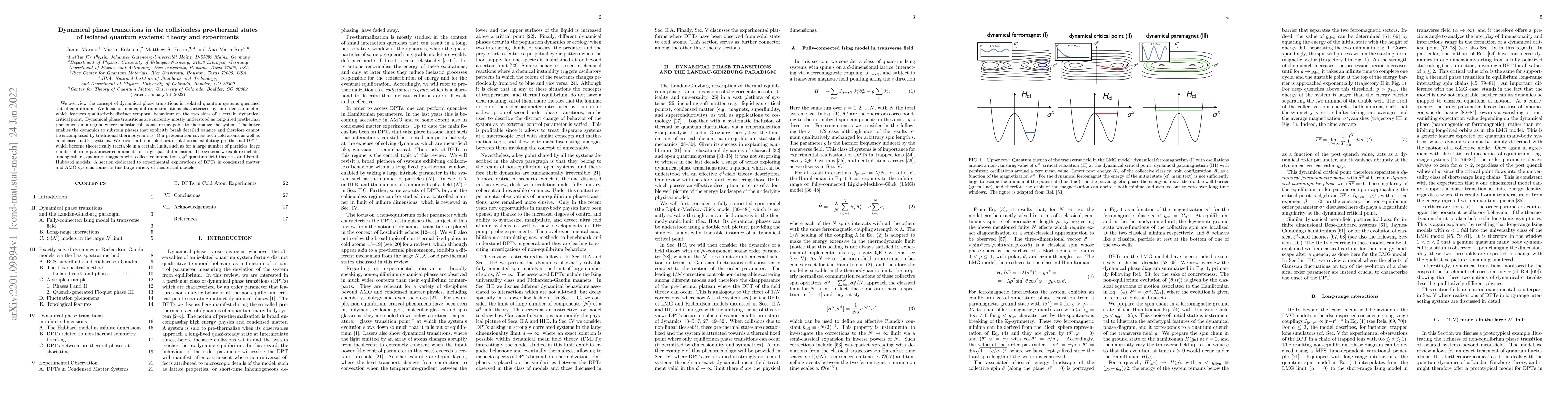Thumbnail for Dynamical phase transitions in the collisionless pre-thermal states of
  isolated quantum systems: theory and experiments