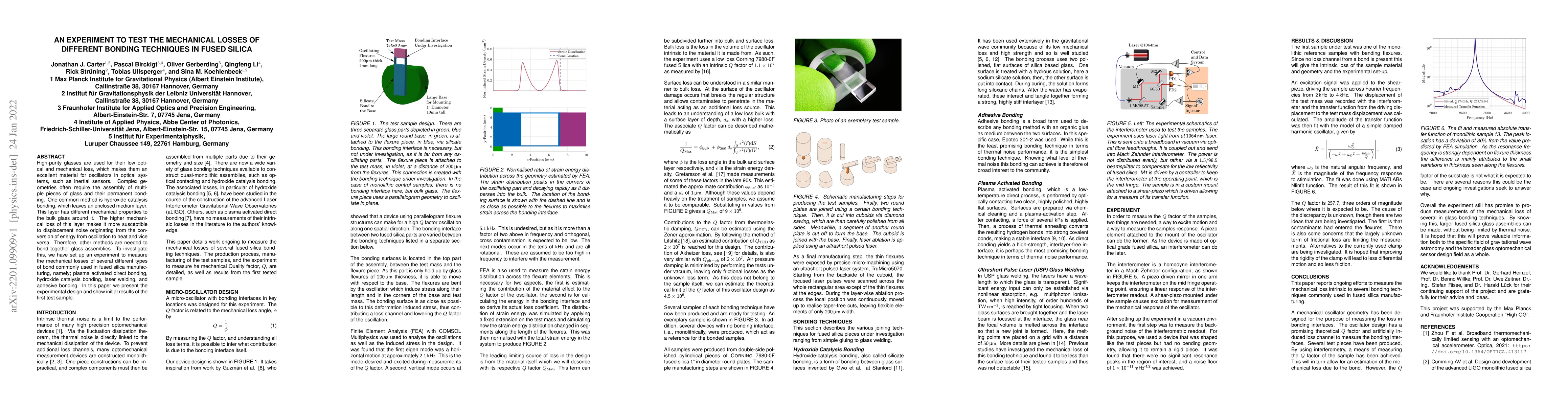 Thumbnail for An Experiment to Test the Mechanical Losses of Different Bonding
  Techniques in Fused Silica