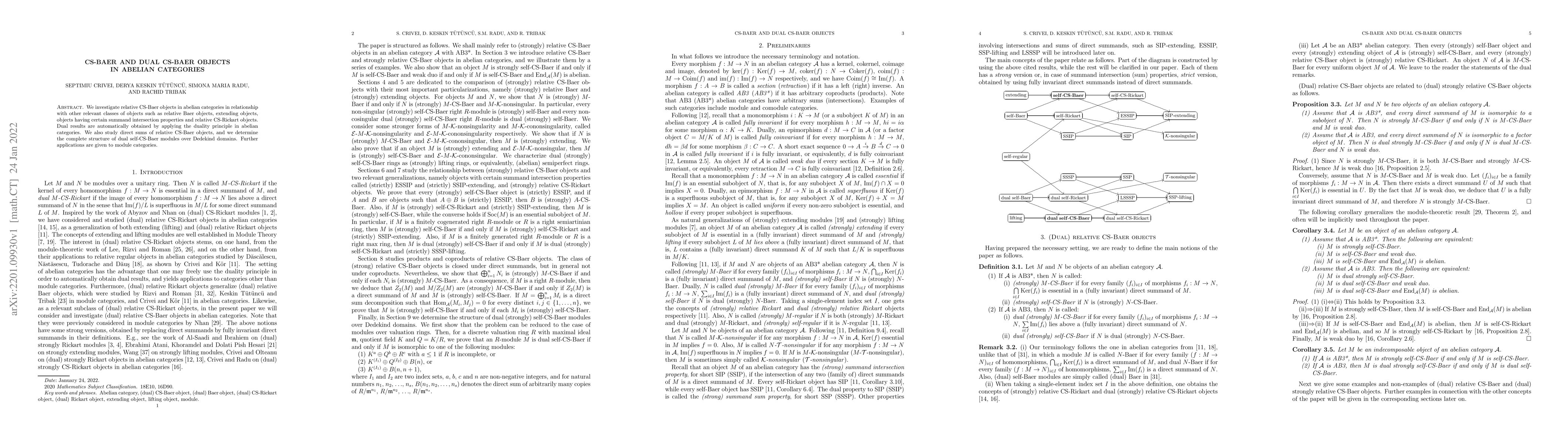 Thumbnail for CS-Baer and dual CS-Baer objects in abelian categories