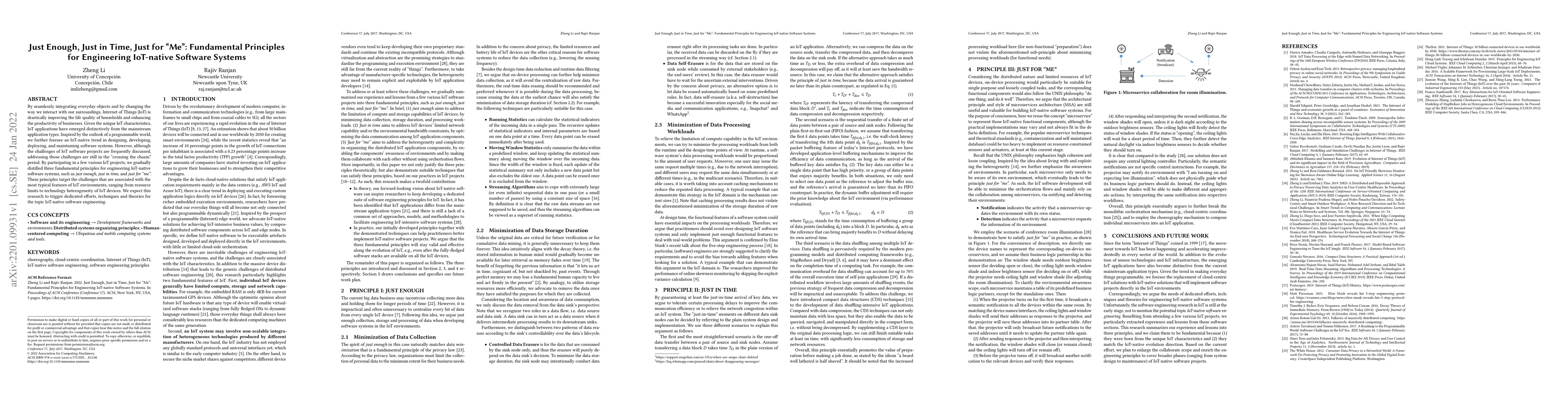 Thumbnail for Just Enough, Just in Time, Just for "Me": Fundamental Principles for
  Engineering IoT-native Software Systems
