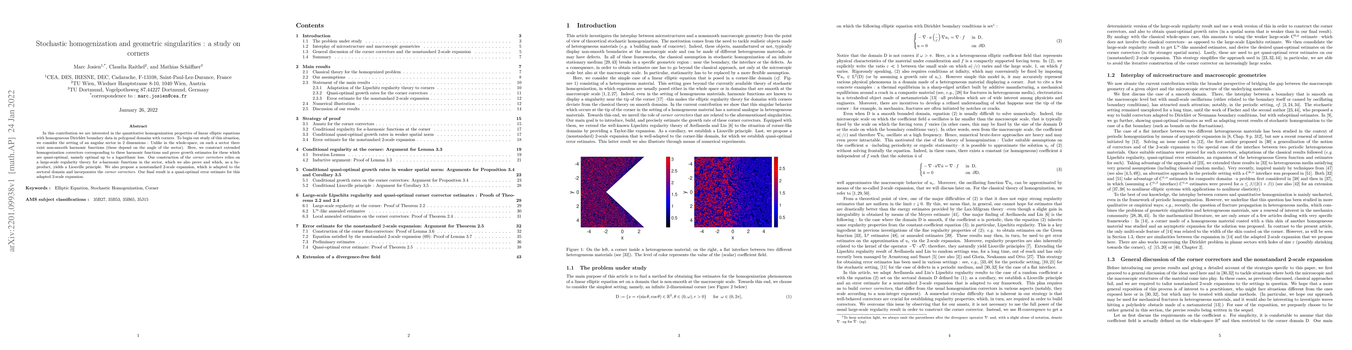 Thumbnail for Stochastic homogenization and geometric singularities : a study on
  corners